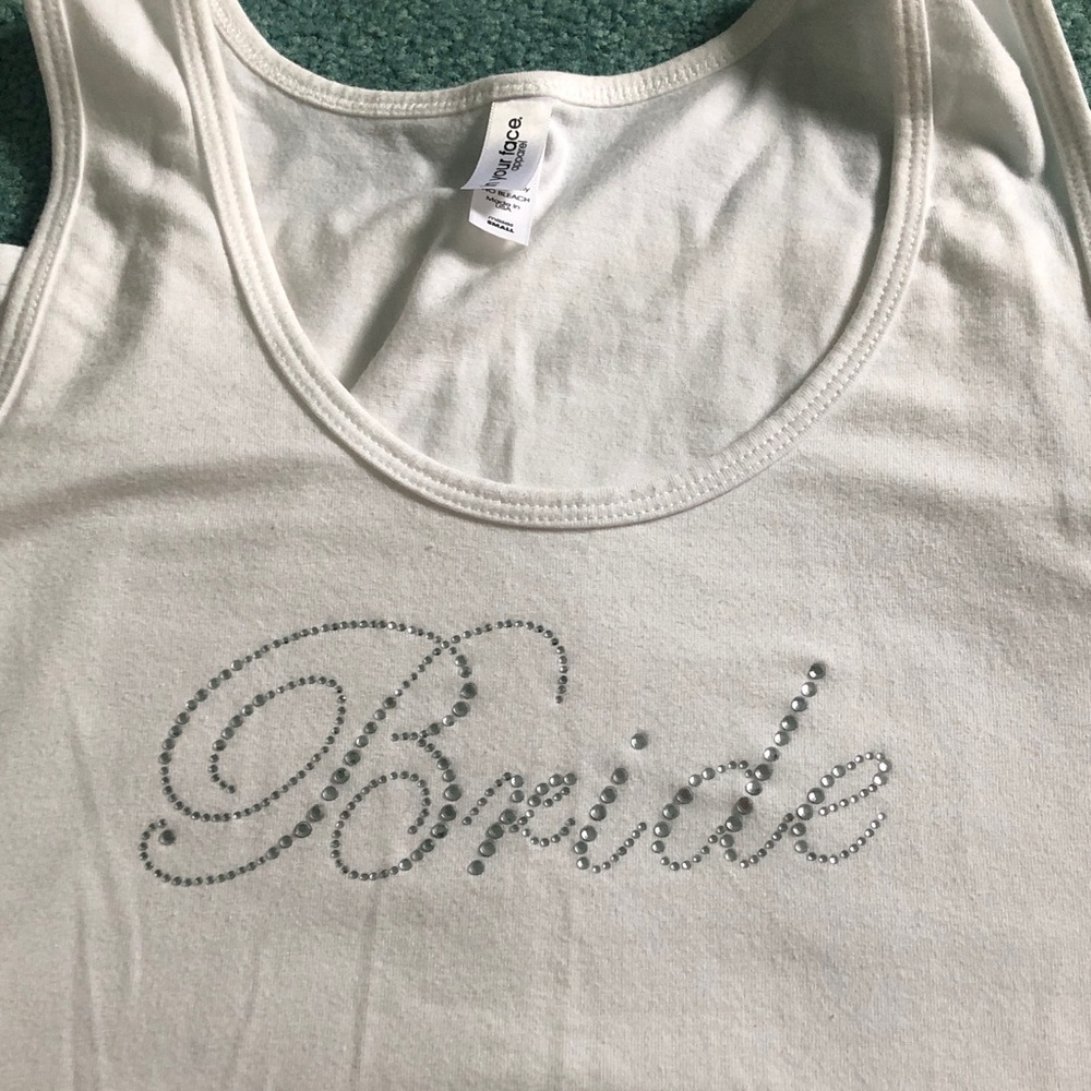 White tank top with Rhinestones “Bride”